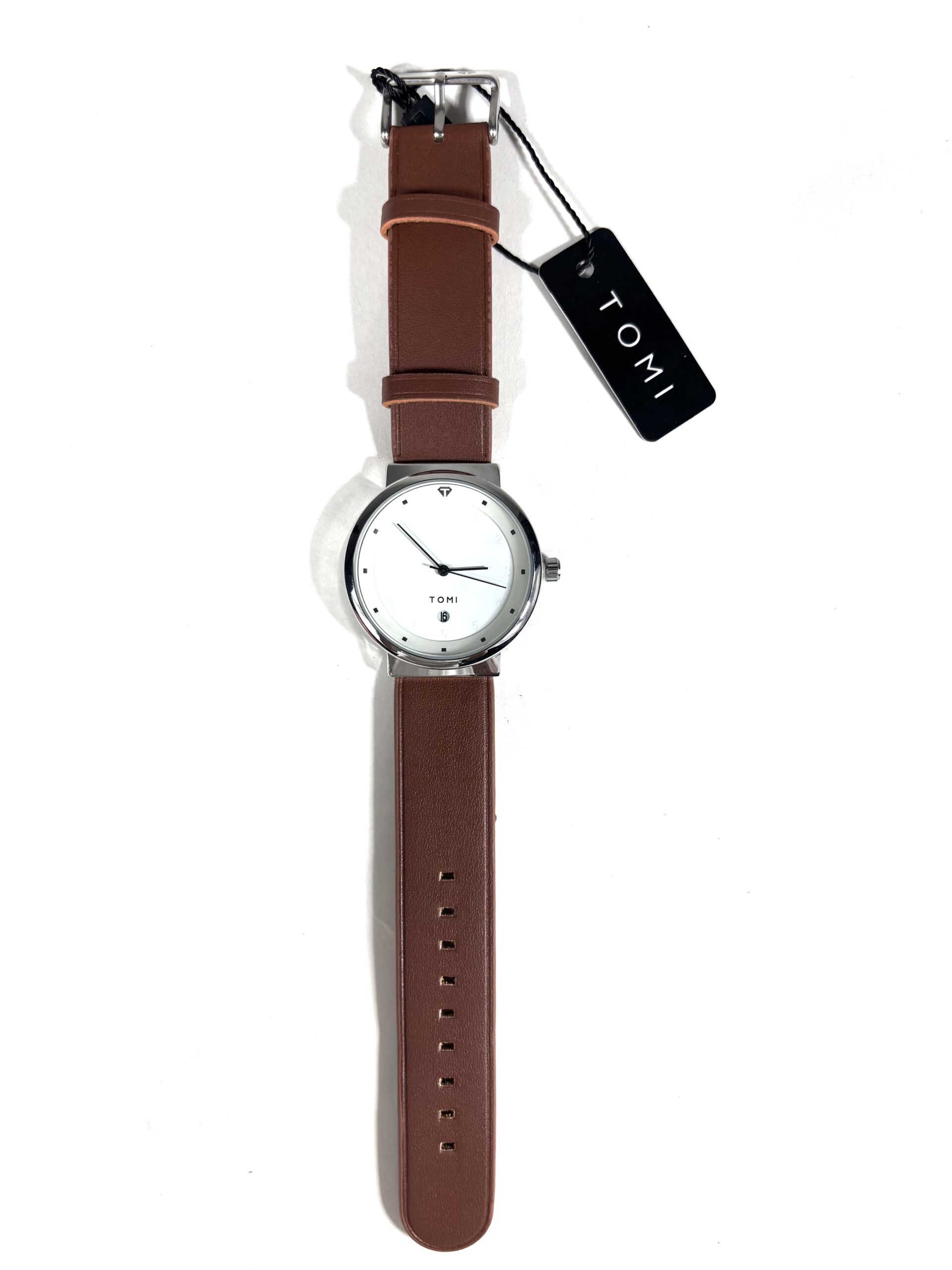 Tomi Brown Belt with White Dial Gents Wrist Watch