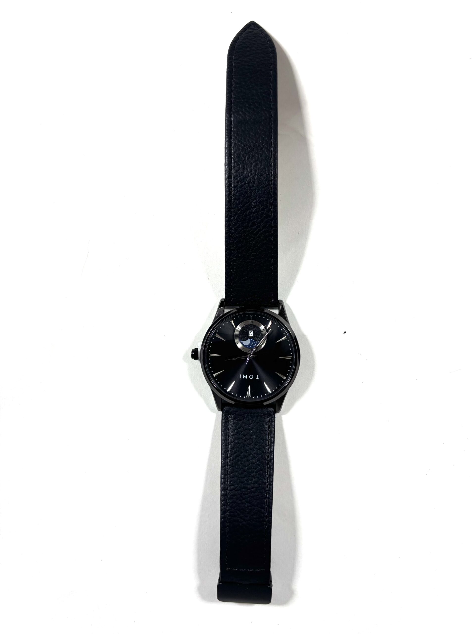 Tomi Black Belt with Black Dial Gents Wrist Watch