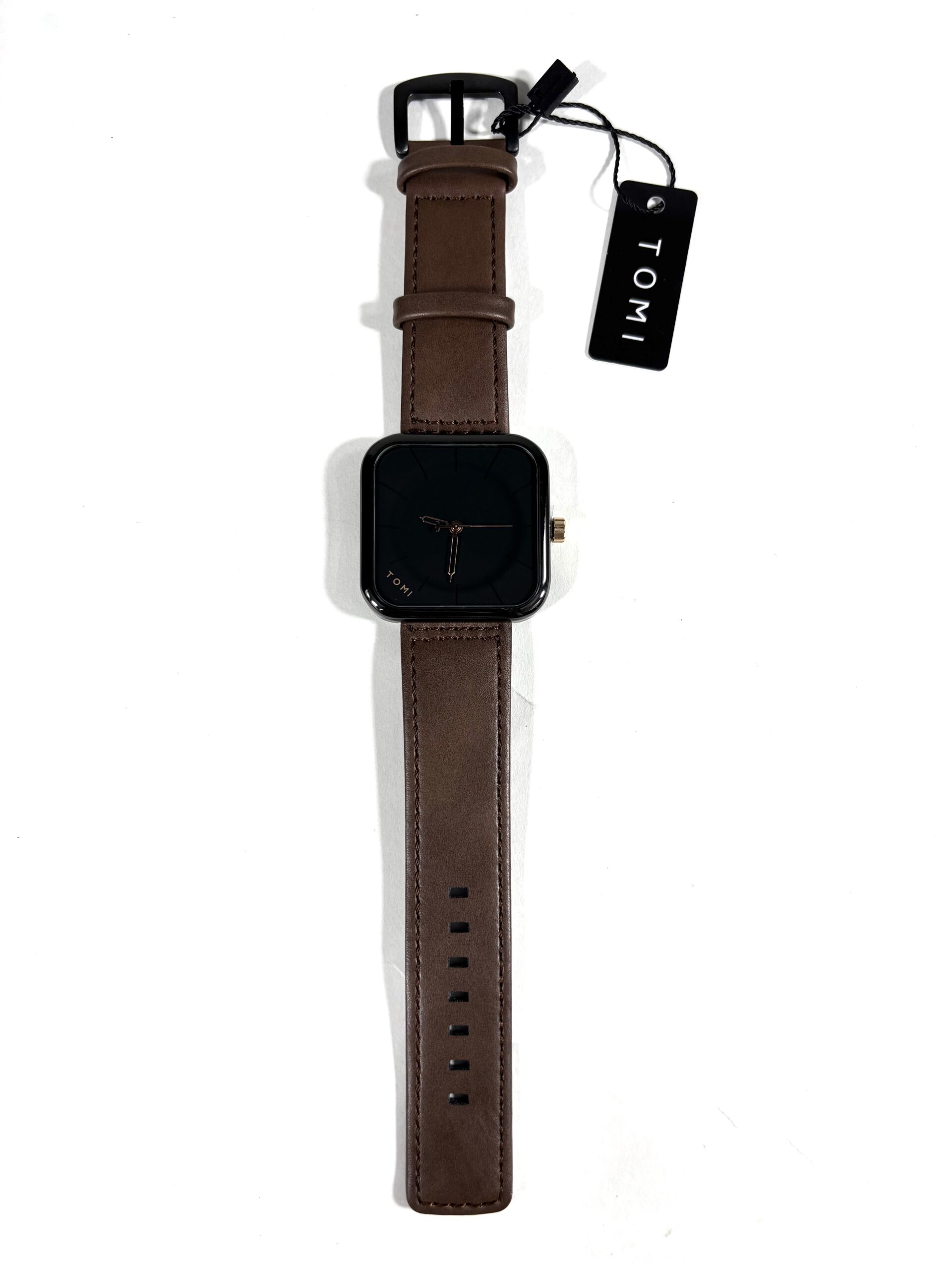 Tomi Dark Brown belt and Black Dial Gents Wrist Watch