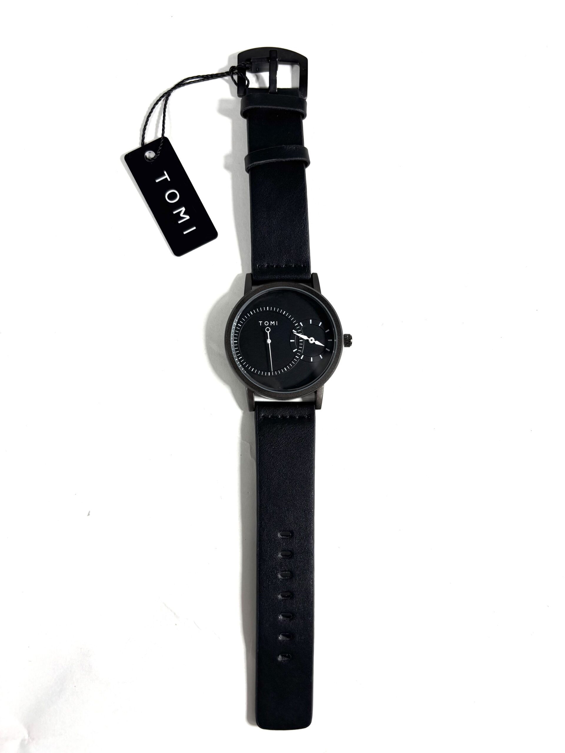 Tomi Black Belt with Black Dial Gents Wrist Watch