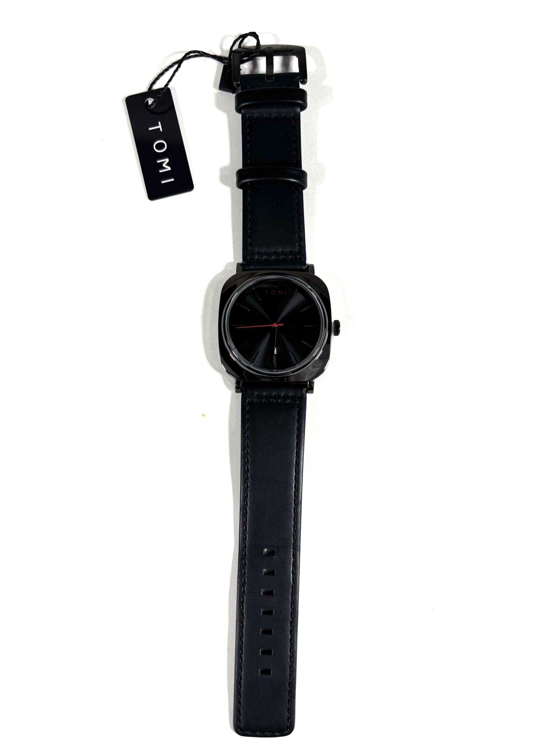 Tomi Black Belt with Black Dial Gents Wrist Watch